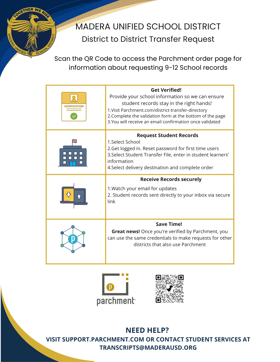 Instructions on how to order student records