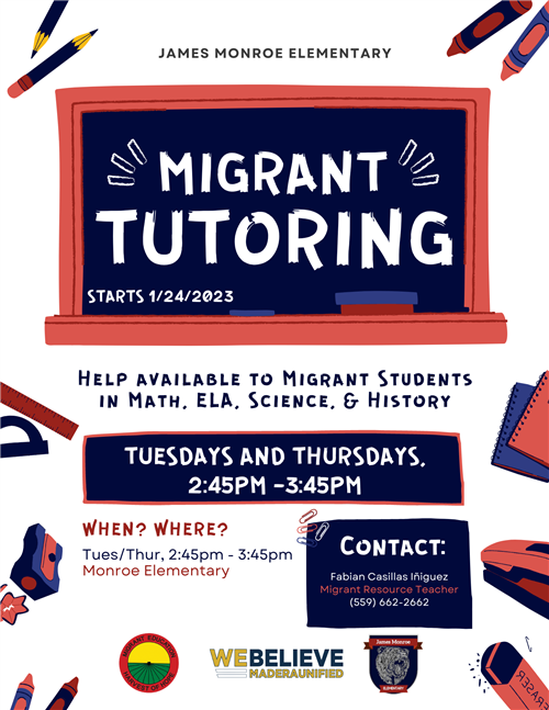 English flyer for tutoring at Monroe