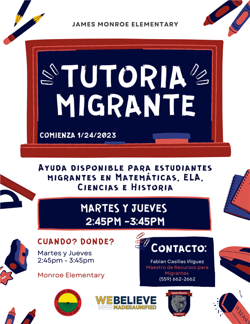 Spanish flyer for tutoring at Monroe
