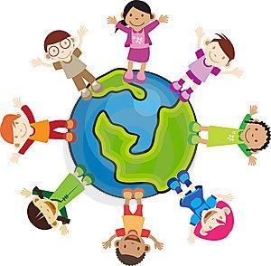 image of globe with children image of globe with children
